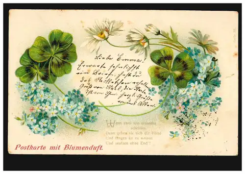 Lyrik-AK Postkarte mit Blumenduft und mit Gedicht Trennung EINSIEDELN 19.11.1903