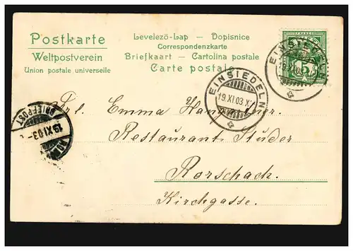 Lyrik-AK Postkarte mit Blumenduft und mit Gedicht Trennung EINSIEDELN 19.11.1903