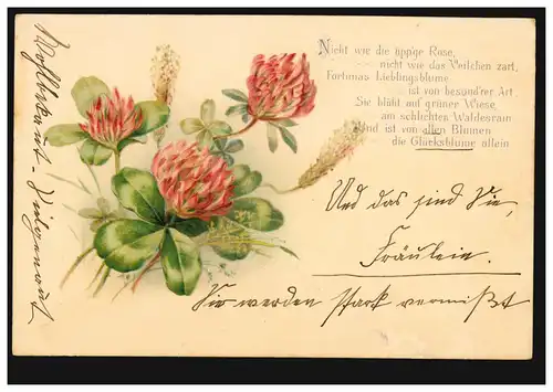 Lyrik-AK Gedicht Glücksblume, blühender Klee, LUZERN 13.11.99 nach RUSWIL 13.11.