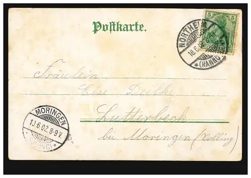 Lyrique AK Rosenbranch, poème correspondant Rosgrüß Land und Amour, NORTHEIM 1902