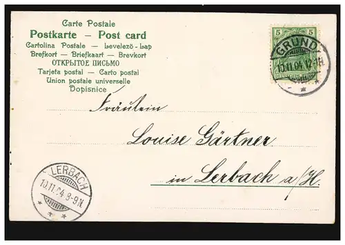 Lyrik-AK Glücksklee mit passendem Gdicht Klee mit 4 Blättern, GRUND 10.11.1904