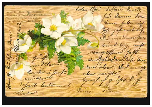 Lyrique AK Branche de fleurs, poème Langue florale Fidélité, FARGE 11.6.1903