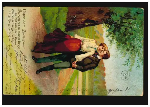 Lyrique AK couple d'amour, poème Sous le tilleul, selon PANIER 5.11.1905