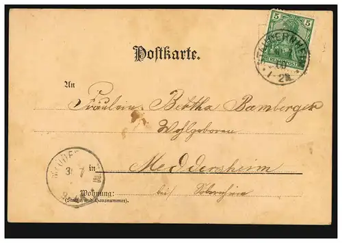 Lyrik-AK Kleines Landschaftsbild, Gedicht Morgentau, STAUDERNHEIM 30.7.1900