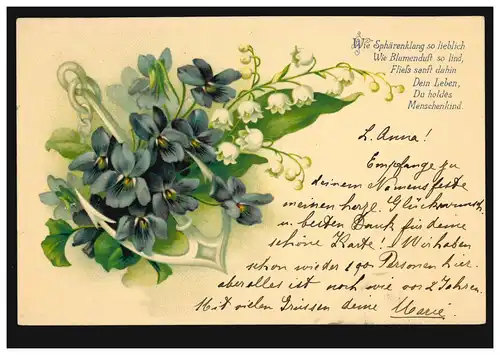 Lyrique AK N'oubliez pas Maillock Anker Poème Fleur de WOLFHALDEN 1900
