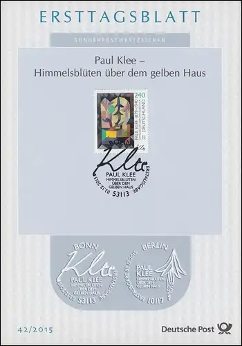 ETB 42/2015 Paul Klee, "Himmelsblüten über dem gelben Haus"