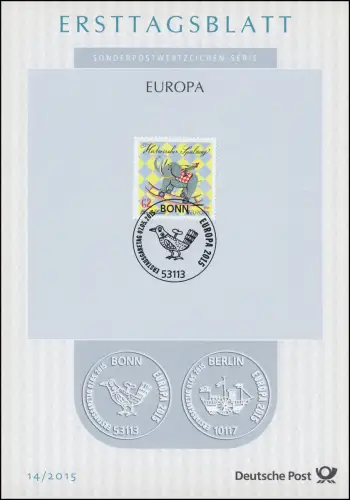 ETB 14/2015 Europa, Affe auf Schaukelelefant