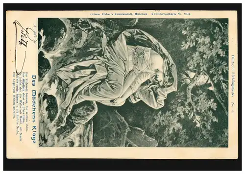 AK A. Zick. La jeune fille poursuite, avec poème INNSBRUCK BAHNHOF 20.2.1900