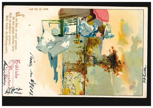 Lyrique-AK Joyeuse Pentecôte - Femme se fait espoir, ULZBURG / HOLSTEIN 1903