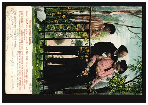 Poème Lyrique AK Couple d'amour - Mon premier amour, EUPEN 30.9.1907