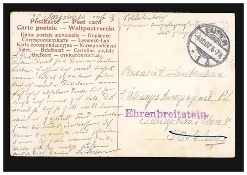 Lyrik-AK Gedicht Liebespaar - Küss mich noch einmal. EUPEN 4.10.1907