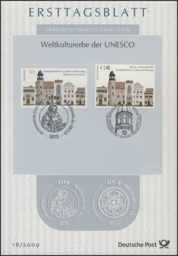 ETB 18/2009 UNESCO, Luthergedenkstätten Eisleben und Wittenberg mit UNO Wien