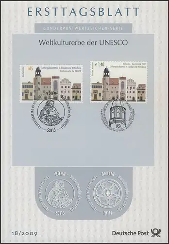 ETB 18/2009 UNESCO, sites de souvenirs Luther Leben et Wittenberg avec l'ONU Vienne