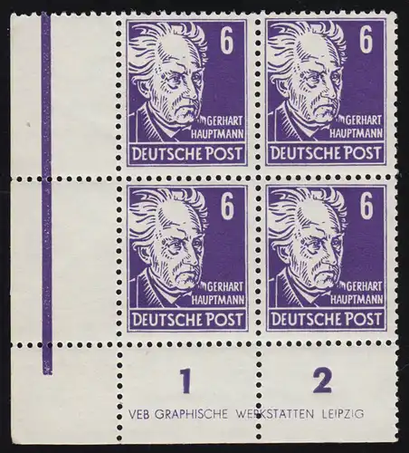 328 vbXII DZ1 Hauptmann: Eckrand-Viererblock u. links, ungefaltet, postfrisch **