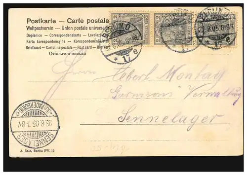 Lyrique AK homme avec moulin à café, poème Le vivier de paille, BERLIN O 17e 22.8.1905