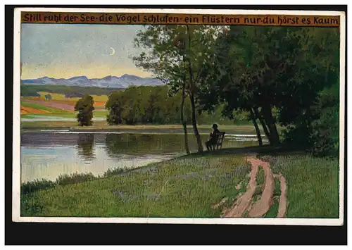 Künstler-AK Volksliederkarte Paul Hey: Still ruht der See, ungebraucht