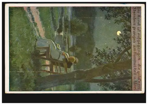 AK Carte de chants populaires Paul Hey: La Lune est montée, inutile