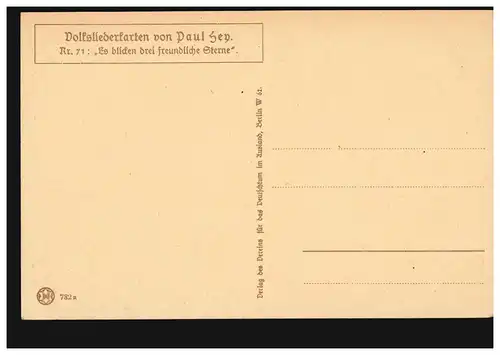 AK carte de chants populaires Paul Hey: Il regarde trois étoiles amicales ...