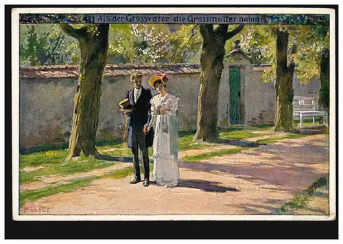 Künstler-AK Volksliederkarte P. Hey: Als der Großvater die Großmutter nahm