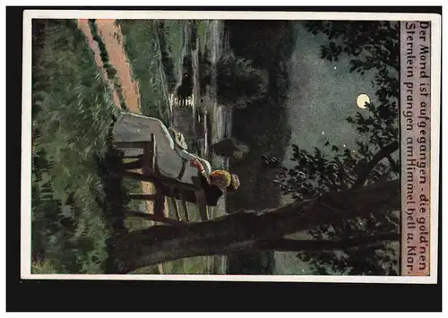 AK Carte des chants populaires Paul Hey: La Lune est montée, marquée