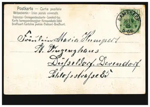 Carte de l'image paysager avec pont et église, RAMSBECK 16.9.1905