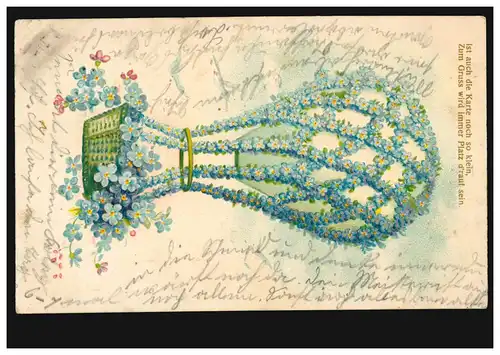 Carte de pré-conduite Ballon avec gondole en fleurs de violette, FRIEDBERG 29.9.1905