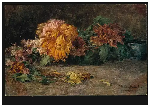 AK Artiste Johanna de Destouches: Fleurs et fleurs, inutilisé