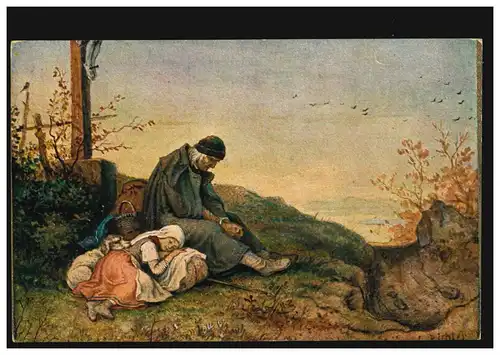 Künstler-AK Ludwig Richter: Kraft unterm Kreuz, STUTTGART 23.4.1916