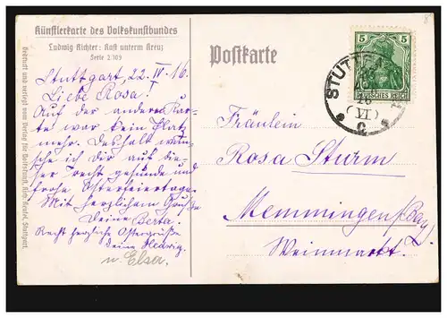 Künstler-AK Ludwig Richter: Kraft unterm Kreuz, STUTTGART 23.4.1916