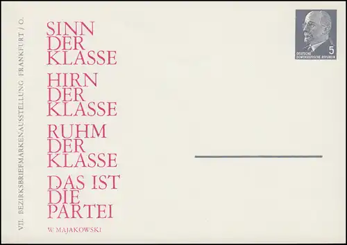 PP 7/23 Ulbricht 5  Pf VII. Bezirksausstellung W. Majakowski , **