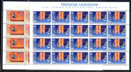 1992 Liechtenstein 1033/34 Édition communautaire, taux de petites feuilles **