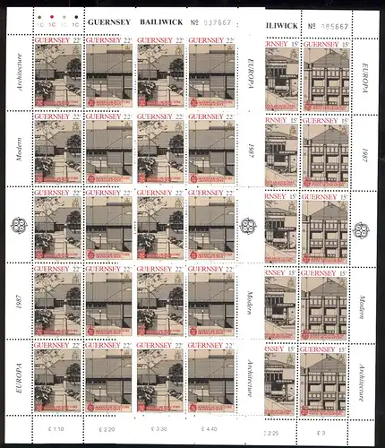 Europaunion 1987 GB-Guernsey 389-392 als Kleinbogen-Satz ** / MNH