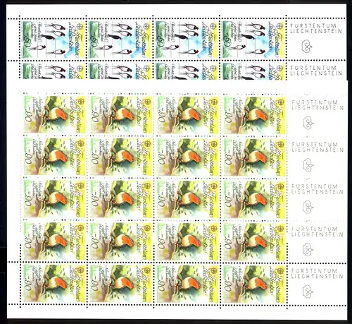 1986 Liechtenstein 893/94 Édition communautaire, petit jeu de feuilles **