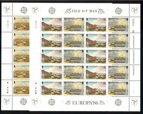 1986 GB-Île Man 307/10 Édition communautaire, petit jeu de feuilles **