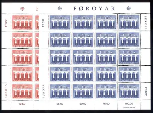 Europaunion 1984 Dänemark-Färöer 97/98 als Kleinbogen-Satz ** / MNH