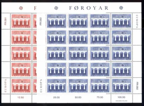 Europaunion 1984 Dänemark-Färöer 97/98 als Kleinbogen-Satz ** / MNH