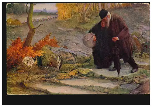 Künstler-AK K. Rasek: Verspätete Wallfahrer, gelaufen 26.7.1920