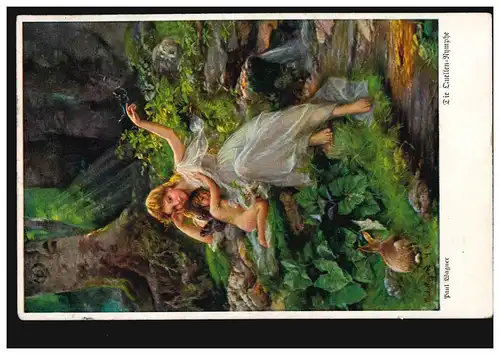 AK Artiste Paul Wagner: Les sources-Nymphe, Munich Art, a couru Vienne 1917