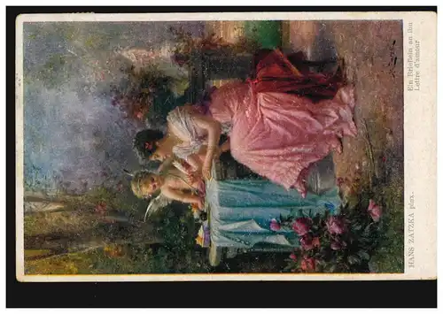 Künstler-AK Hans Zatzka: Ein Brieflein an ihn, BADEN 21.33.1922