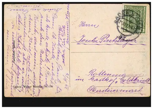 AK Hans Zatzka, artiste: Un petit courrier à lui, BADE 21.3.1922