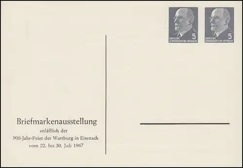 PP 11/12 Ulbricht 5+5 Pf Exposition Wartburg - Eisenach vers 1650, **