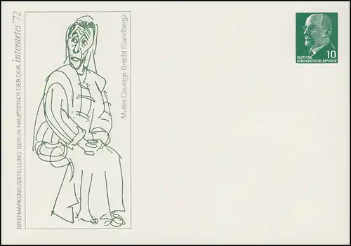 PP 8/96 Ulbricht 10 Pf interartes'72 Mutter Courage, **