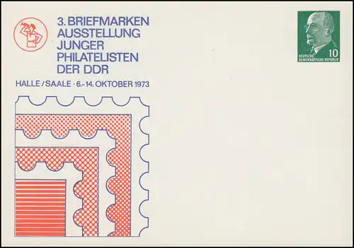 PP 8/101 Ulbricht 10 Pf Ausstellung Kleiner Trompeter 1973, SSt HALLE 1973