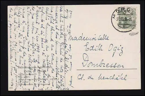 Künstler-AK Pieter de Hoogh: An der Kellertür mit Kind, MORGES 31.12.1938