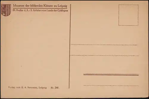 AK Artiste Fr. Preller d.e.: 5ème départ de la terre des Cyclopes, inutilisé