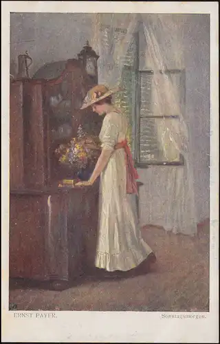 AK Ernst Payer: dimanche matin, galerie d'artistes viennois, inutilisé