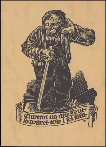 Carte d'artiste de grain Coupe de bois par Paul Beuttner: Le modèle! inutilisé