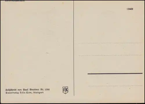 Carte d'artiste de grain Coupe de bois par Paul Beuttner: Le modèle! inutilisé