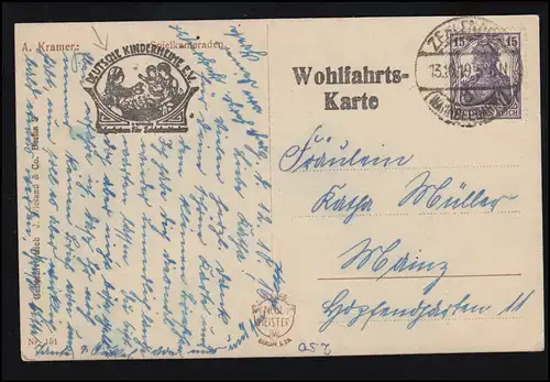 Künstler-AK A. Kramer: Spielkameraden, ZEHLENDORF (WANNSEEBAHN) 13.10.1919