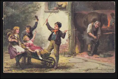 Künstler-AK A. Roselle: Kinderspiele Hufschmied bei der Arbeit, SYTONSTONE 1907